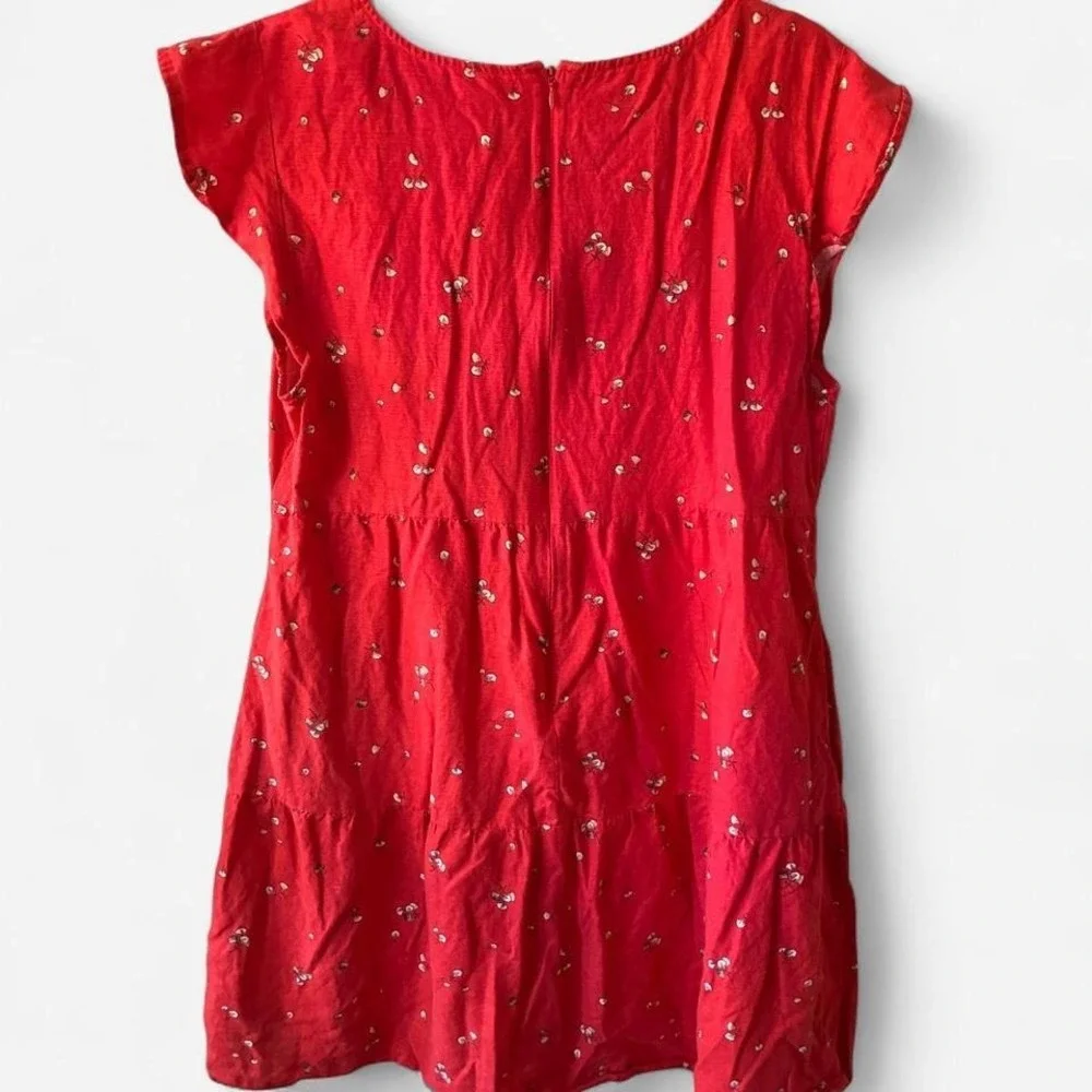 Goodthreads Red Cottagecore Tiered Dress w/ cap sleeves and cotton pattern Sz Lg